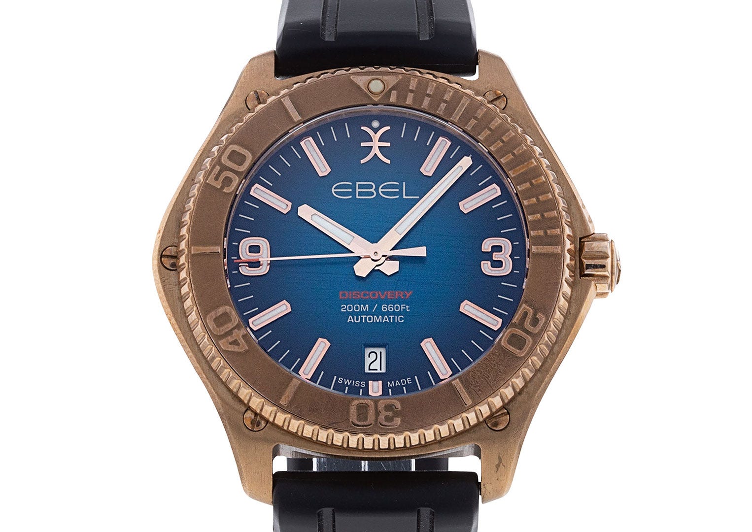A contemporary Ebel Discovery dive watch with bronze case and titanium caseback 