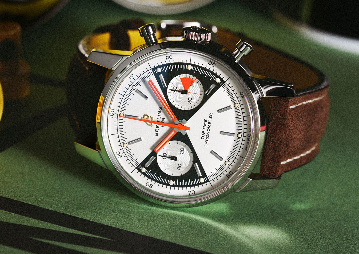 Breitling's 2020 limited edition re-issue of the Top Timer with 'zorro' dial. 