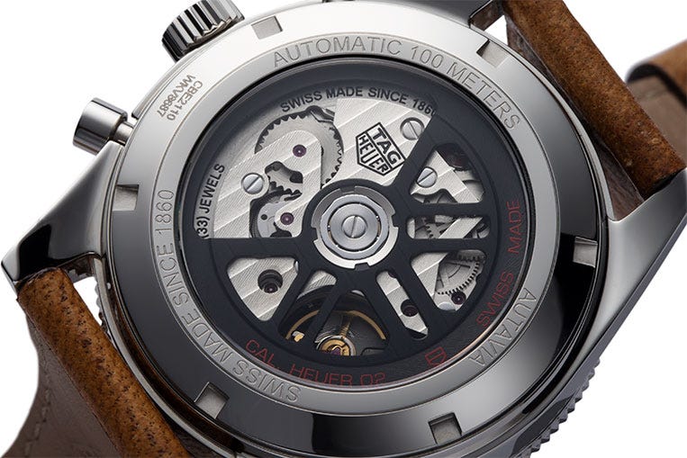 The in-house calibre Heuer 02 column wheel chronograph movement